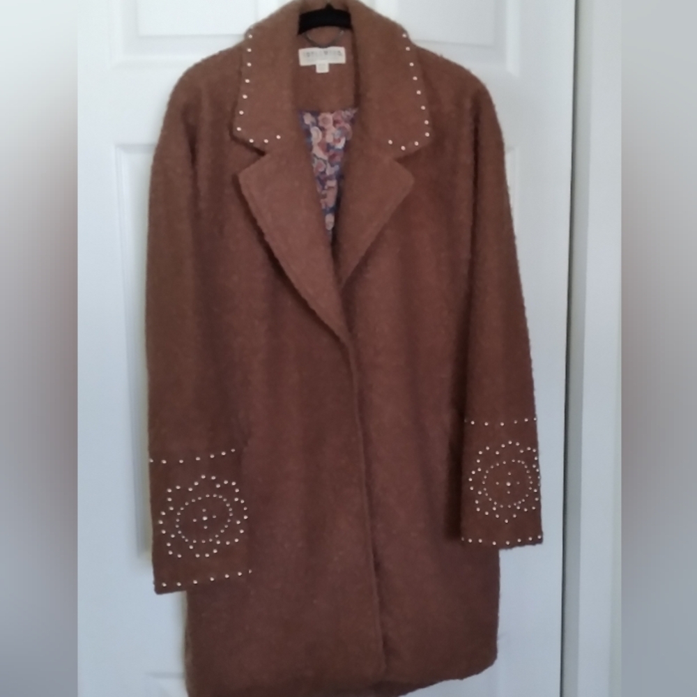 Brown Studded Women's Coat